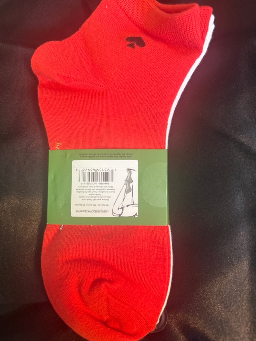 kate spade Pink Strawberry Print Quarter Socks - Picture 3 of 3